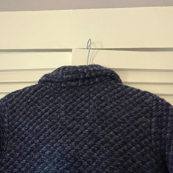 Avoca coat 2 blue Irish wool knit flower lady - Picture 9 of 11